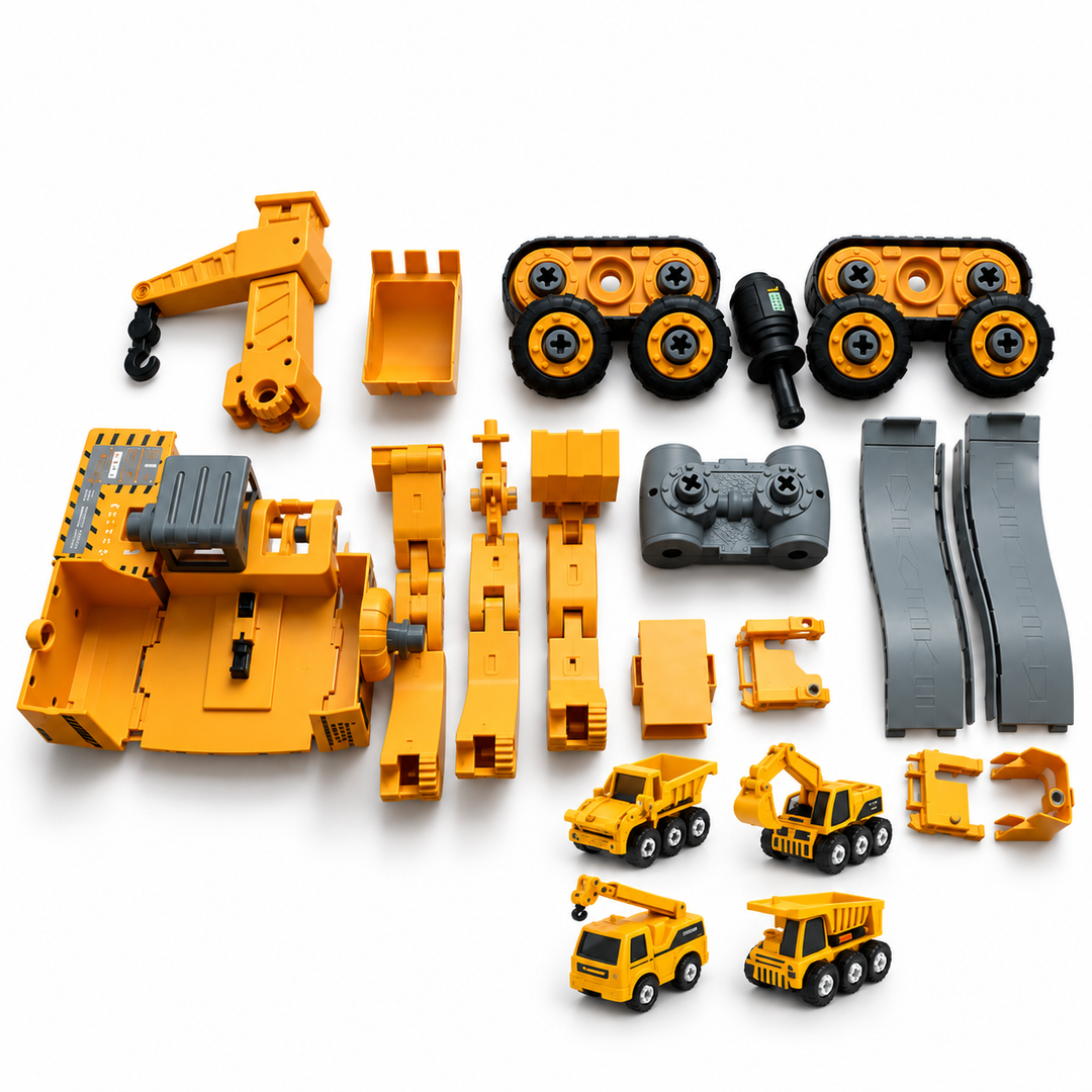Construction Toy Take-Apart Screw-Together with Movable Crane Arm