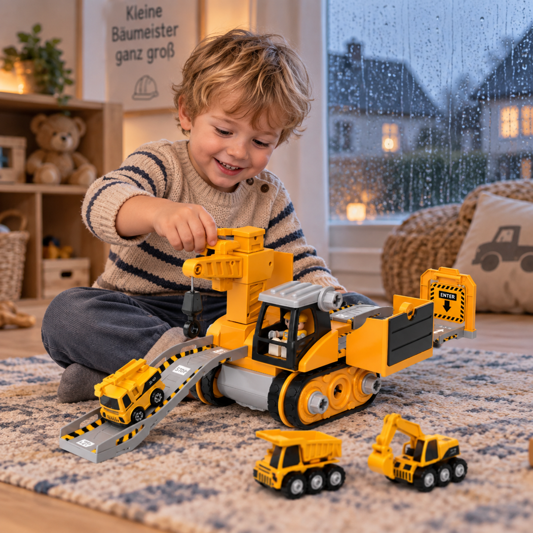 Construction Toy Take-Apart Screw-Together with Movable Crane Arm