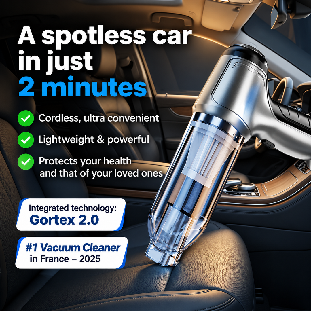 Cordless Car Vacuum Cleaner | Compact Handheld Design for Seats &amp; Carpets | Rechargeable Battery, No Car Charger Needed