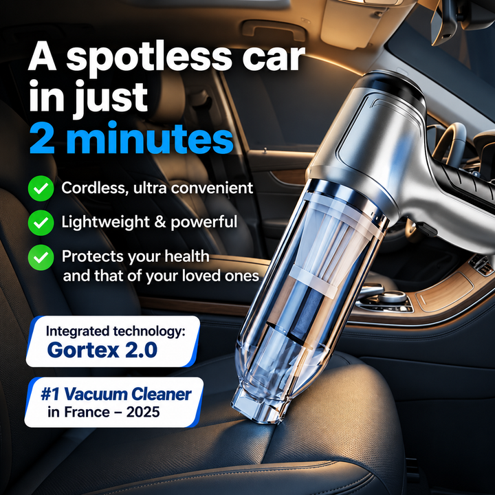 Cordless Car Vacuum Cleaner | Compact Handheld Design for Seats &amp; Carpets | Rechargeable Battery, No Car Charger Needed