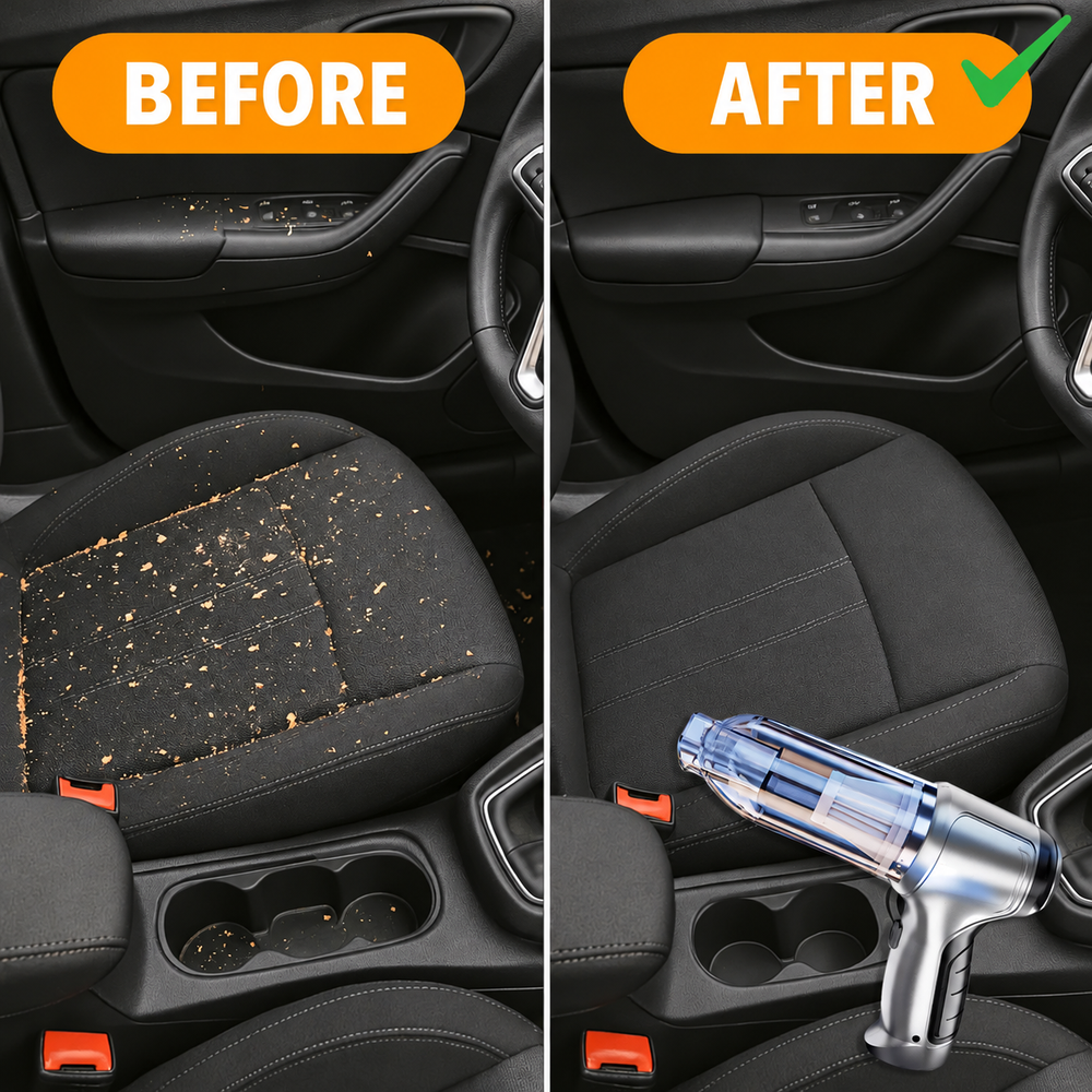 Cordless Car Vacuum Cleaner | Compact Handheld Design for Seats & Carpets | Rechargeable Battery, No Car Charger Needed