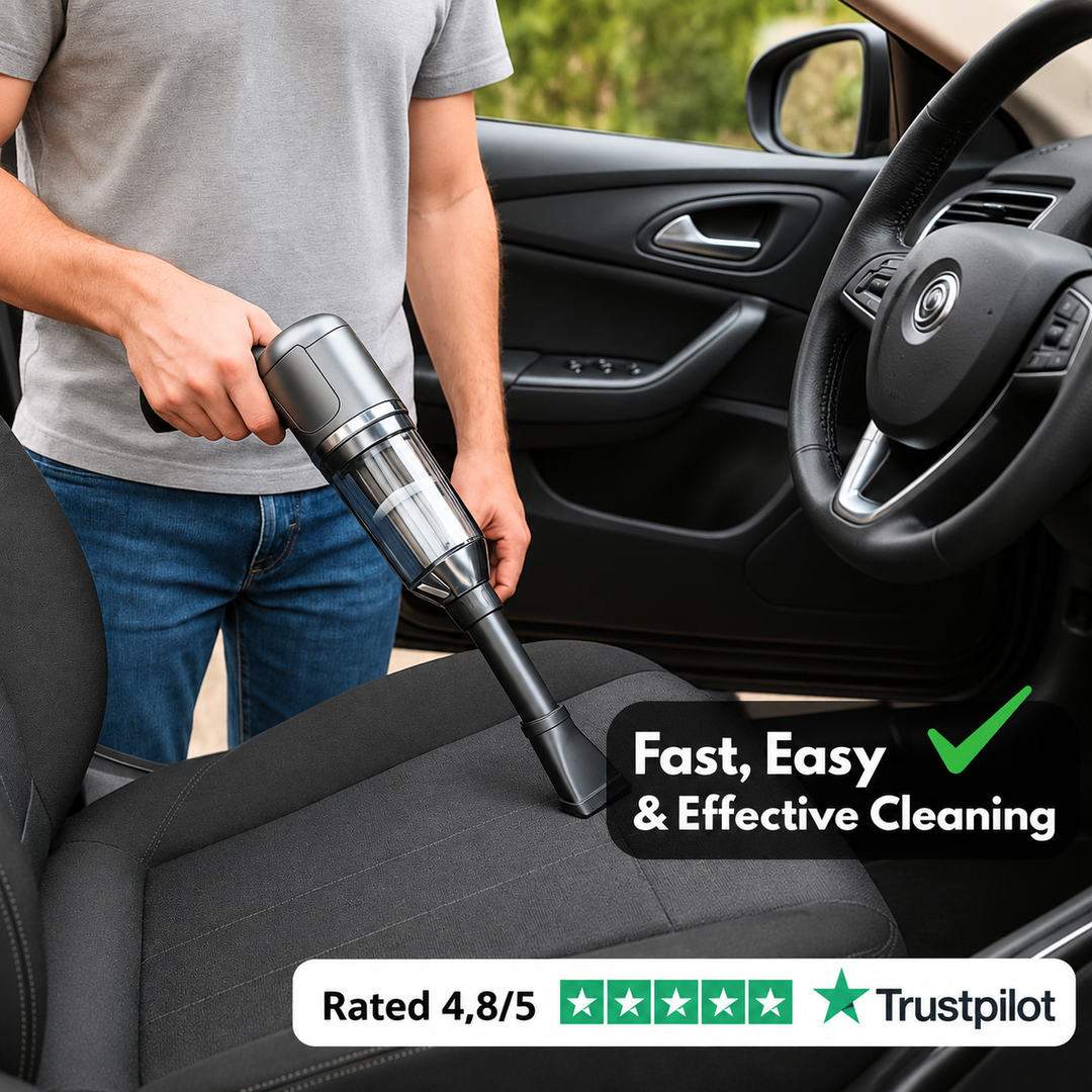 Cordless Car Vacuum Cleaner | Compact Handheld Design for Seats &amp; Carpets | Rechargeable Battery, No Car Charger Needed