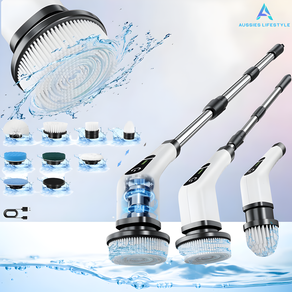 Cordless Electric Rotary Cleaning Brush 9-in-1 | Telescopic Handle, 2 Speeds | Deep Clean for Bathroom & Kitchen