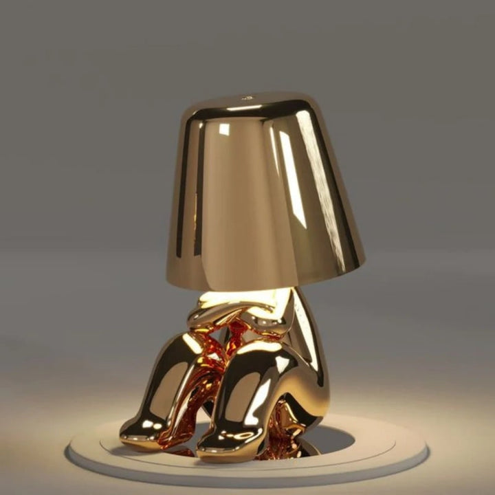 Cordless Figure Table Lamp Metal Finish | Gold or Silver, Sitting &amp; Standing Poses | USB Rechargeable LED Touch Control