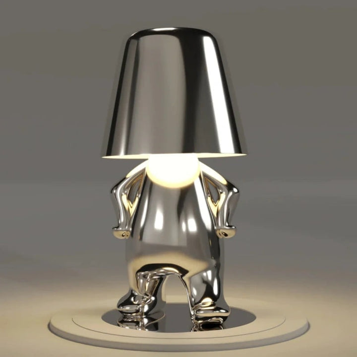 Cordless Figure Table Lamp Metal Finish | Gold or Silver, Sitting &amp; Standing Poses | USB Rechargeable LED Touch Control