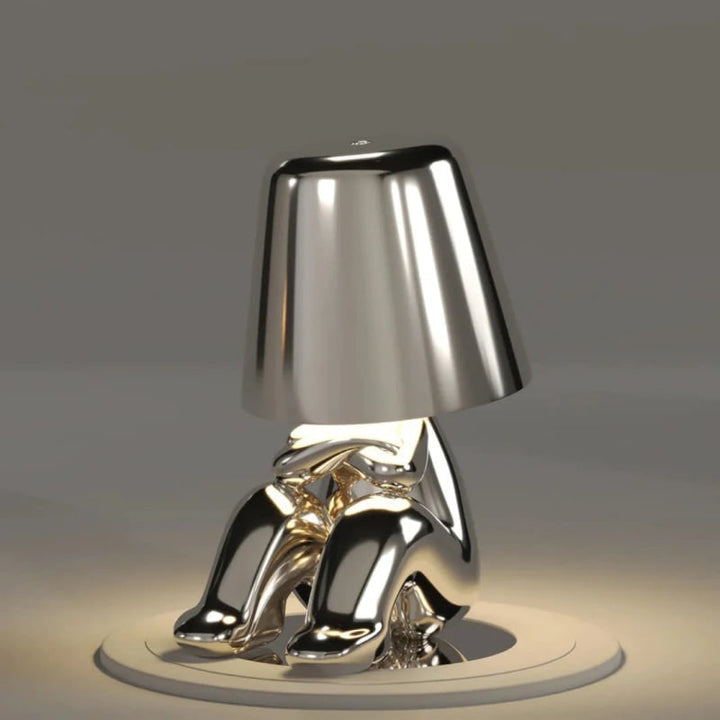 Cordless Figure Table Lamp Metal Finish | Gold or Silver, Sitting &amp; Standing Poses | USB Rechargeable LED Touch Control