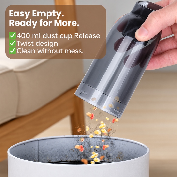 Cordless Handheld Car Vacuum Cleaner | 95,000PA Suction, Vacuum &amp; Blower | 20-Day Battery, USB-C Charging, 6 Attachments
