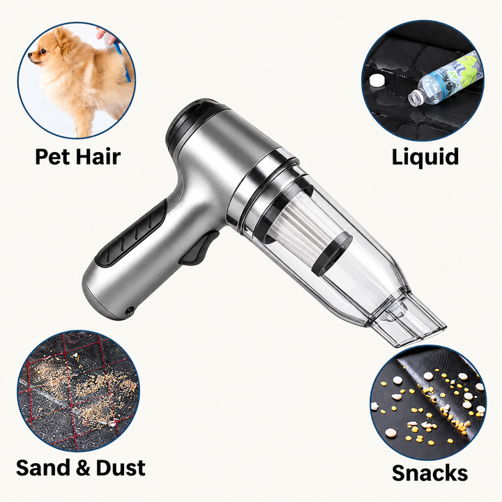 Cordless Handheld Car Vacuum Cleaner | 95,000PA Suction, Vacuum &amp; Blower | 20-Day Battery, USB-C Charging, 6 Attachments