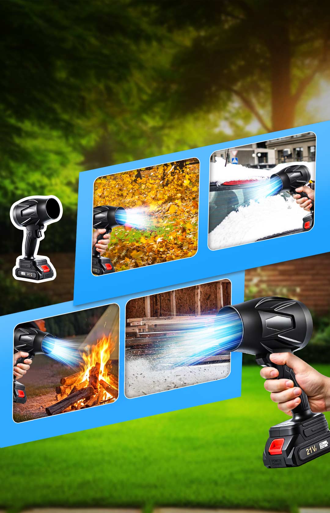 Cordless Leaf &amp; Snow Blower | 1050W Motor, 20,000 RPM Turbofan | 5000mAh Battery, Maintenance-Free, Lightweight Design