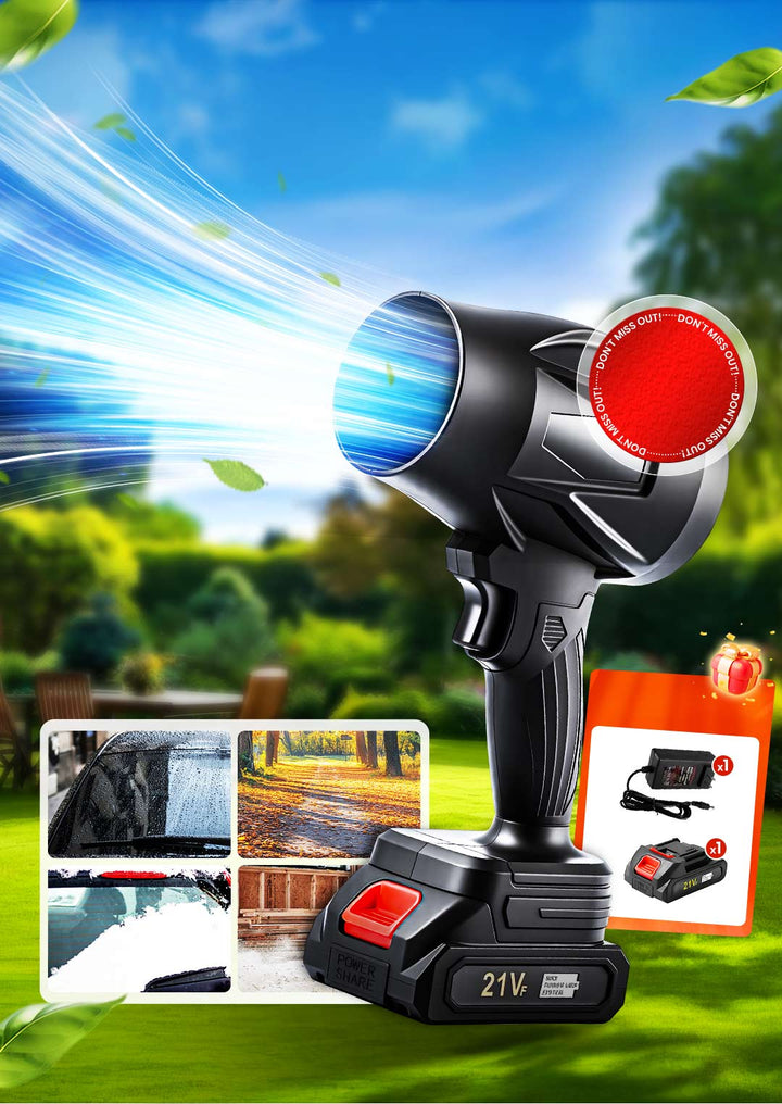 Cordless Leaf &amp; Snow Blower | 1050W Motor, 20,000 RPM Turbofan | 5000mAh Battery, Maintenance-Free, Lightweight Design