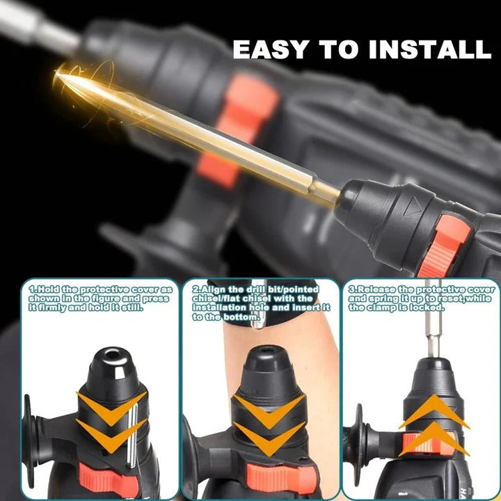 Cordless Rotary Hammer Drill Brushless 4 Mode Rapid Charge