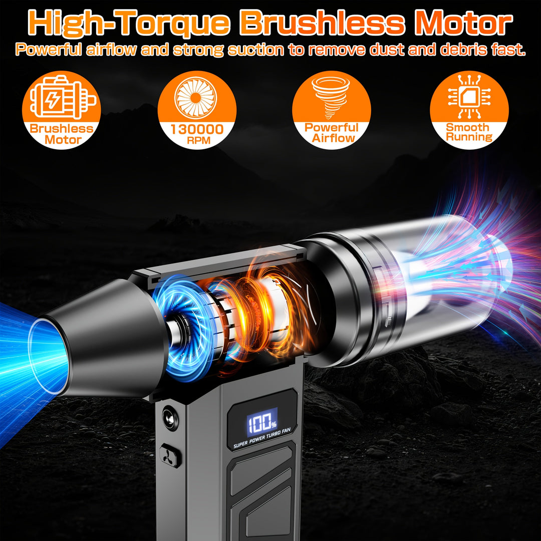 Cordless Vacuum Cleaner Mini Rechargeable 2-in-1 with 130,000 RPM Motor