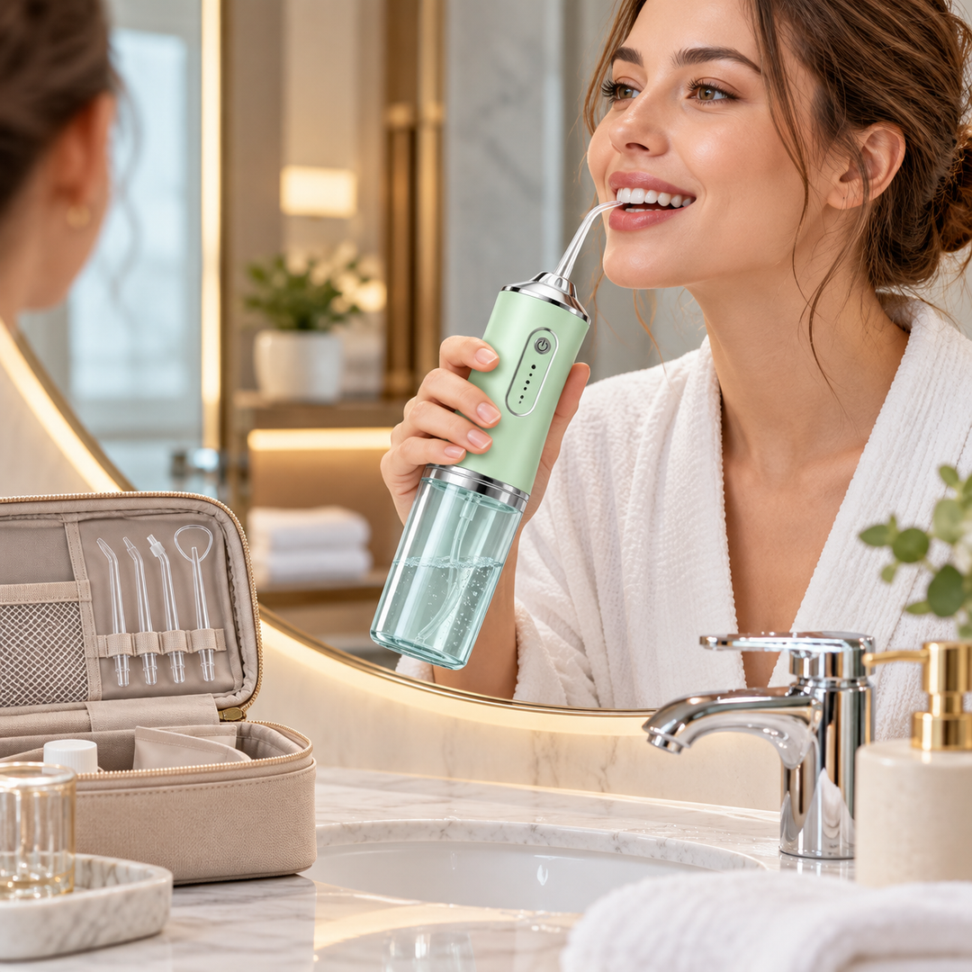 Cordless Water Flosser Rechargeable | Replaceable Nozzles | Gentle Gumline Clean for Sensitive Teeth and Fresh Breath