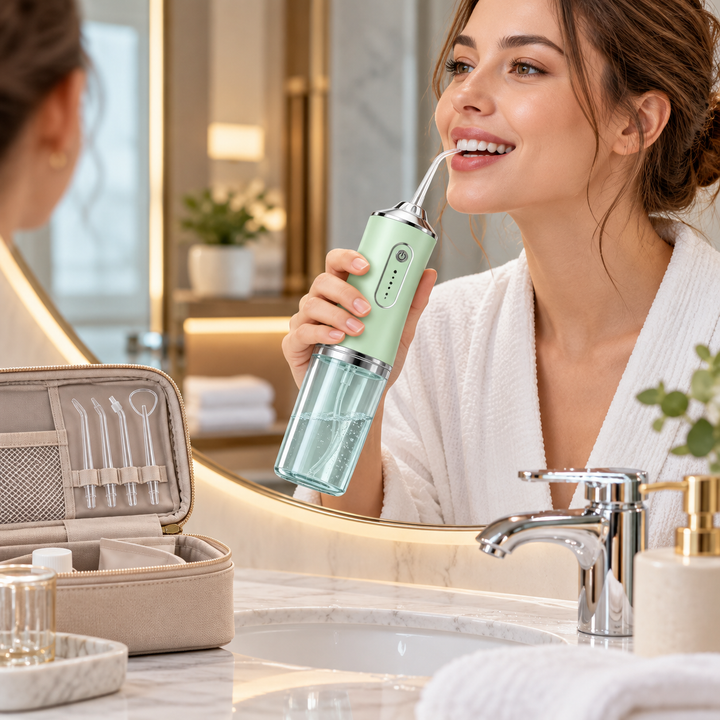 Cordless Water Flosser Rechargeable | Replaceable Nozzles | Gentle Gumline Clean for Sensitive Teeth and Fresh Breath