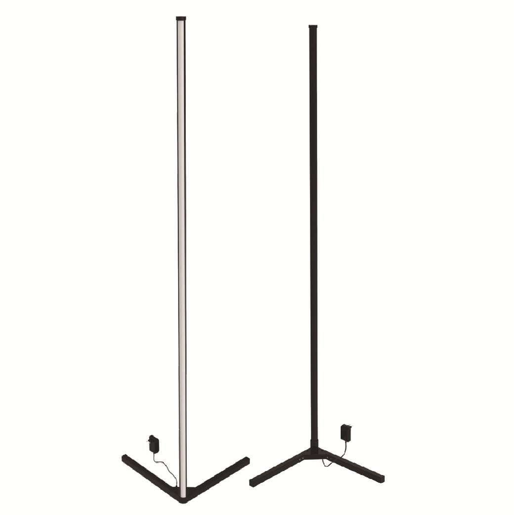 Corner Floor Lamp with RGB Colour-Changing LED | Remote Control, Aluminium Alloy | Mid-Century Corner Design, Matte Black