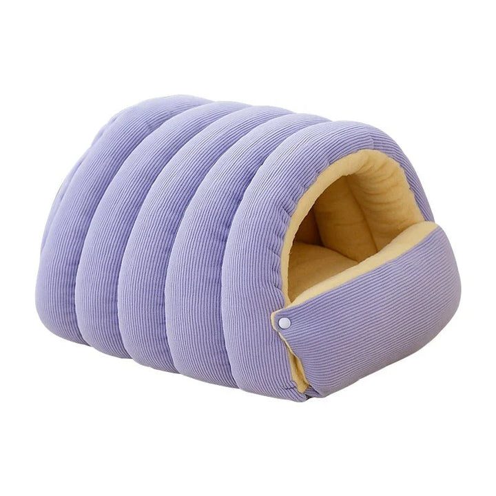 Covered Pet Cave Bed with Plush Fleece Lining | Orthopedic Cotton Cushioning | Warm Enclosed Retreat for Cats and Dogs