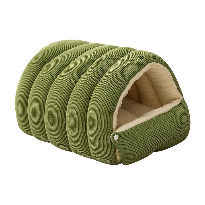 Covered Pet Cave Bed with Plush Fleece Lining | Orthopedic Cotton Cushioning | Warm Enclosed Retreat for Cats and Dogs