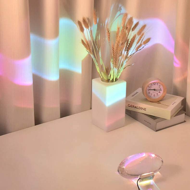 Crystal Projection Table Lamp | Clear Oval Body, Remote