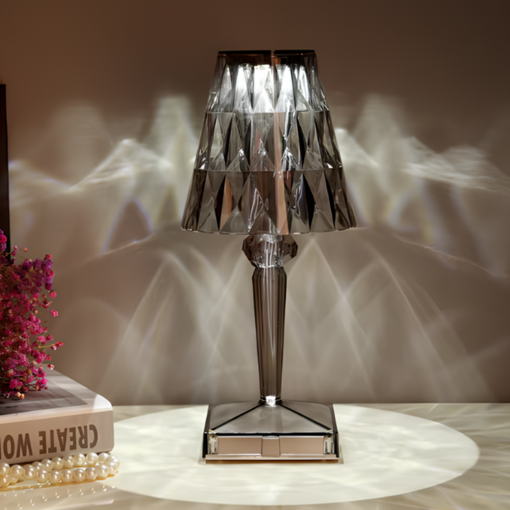 Crystal Table Lamp Acrylic 26 x 12 cm | Touch Control, Rechargeable | 3 Light Colours, USB Charging Cable Included