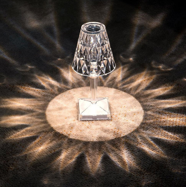 Crystal Table Lamp Acrylic 26 x 12 cm | Touch Control, Rechargeable | 3 Light Colours, USB Charging Cable Included