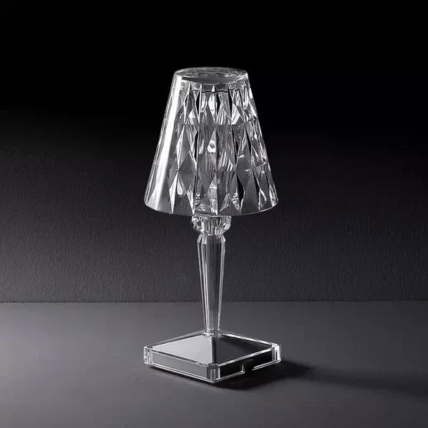 Crystal Table Lamp Acrylic 26 x 12 cm | Touch Control, Rechargeable | 3 Light Colours, USB Charging Cable Included
