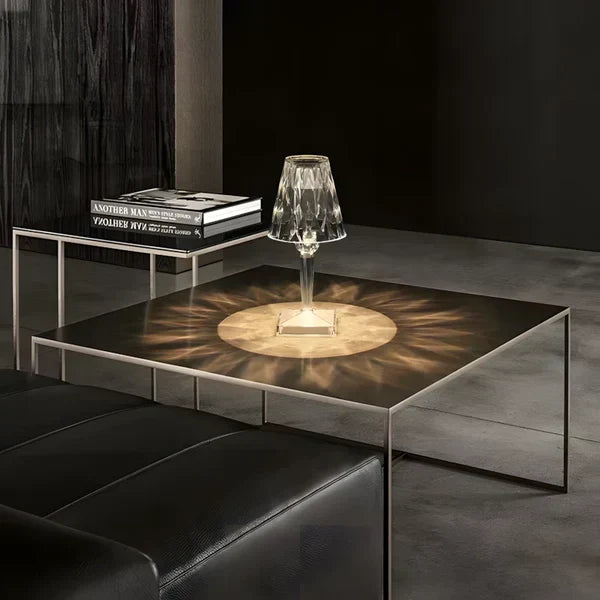 Crystal Table Lamp Acrylic 26 x 12 cm | Touch Control, Rechargeable | 3 Light Colours, USB Charging Cable Included