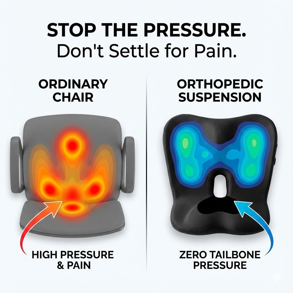 Cushion for Bruised Tailbone &amp; Sore Coccyx | Contoured Seat Pad with Cut-Out for Pressure Relief