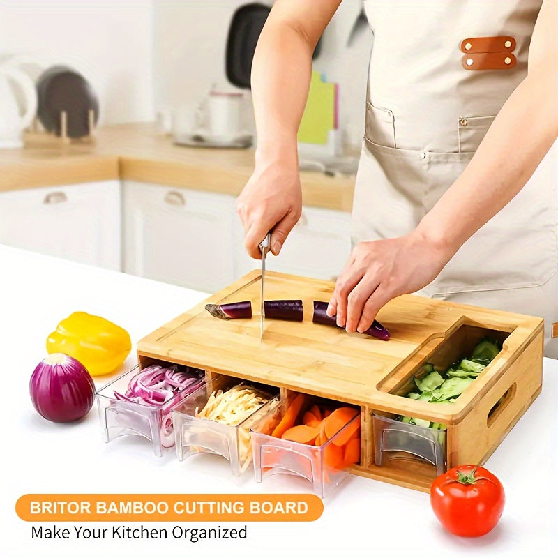 Cutting Board With Storage | Four Trays, Grater Set