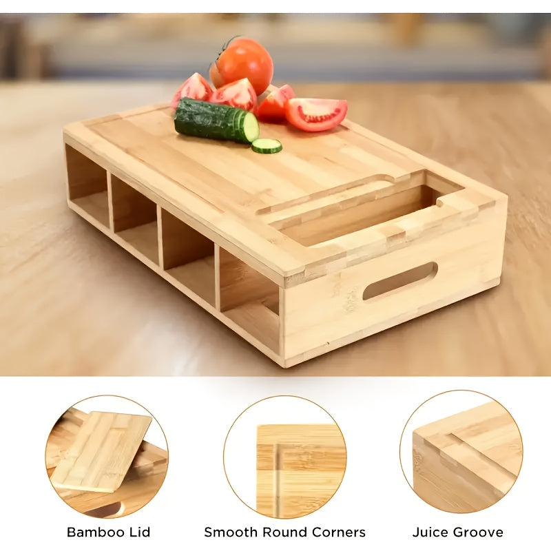 Cutting Board With Storage | Four Trays, Grater Set