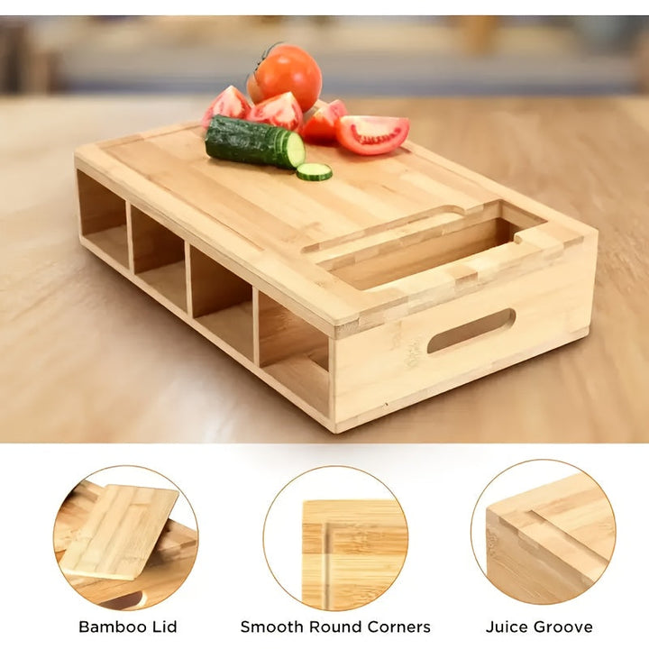 Cutting Board With Storage | Four Trays, Grater Set