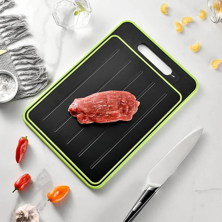 Cutting Board and Defrosting Tray | Aluminium Thawing Surface with Non-Slip Base | 4-in-1 Multi-Function Kitchen Tool