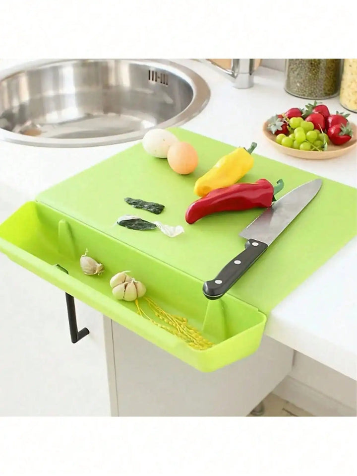 Cutting Board with Removable Tray | Clip-On Scrap Holder, BPA Free PP Plastic | Slide-Out Tray Keeps Prep Area Clutter-Free