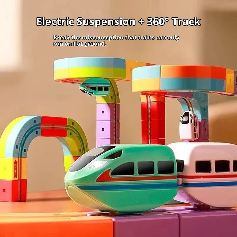 DIY Cube Track Toy | 123 Pieces, Stacking Track Blocks