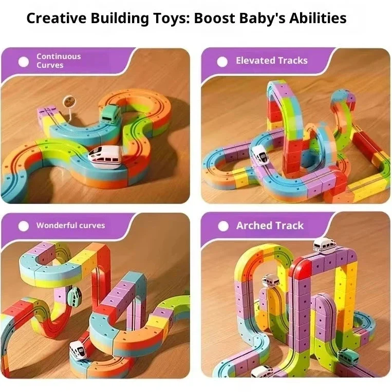 DIY Cube Track Toy | 123 Pieces, Stacking Track Blocks