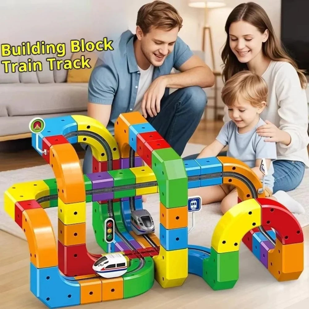 DIY Cube Track Toy | 123 Pieces, Stacking Track Blocks