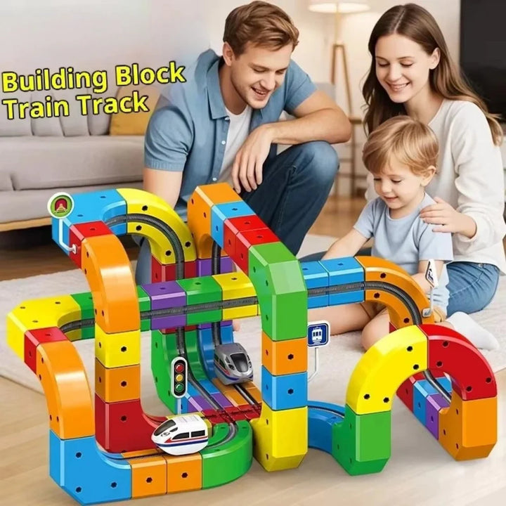 DIY Cube Track Toy | 123 Pieces, Stacking Track Blocks
