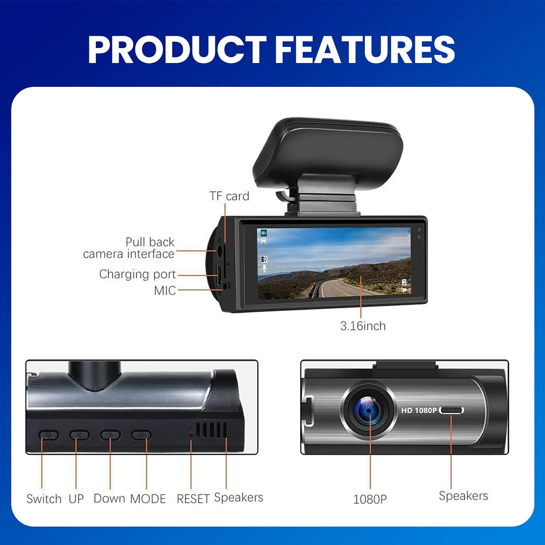 Dashboard Camera | Front And Rear 1080p Dash Cam