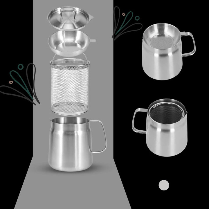 Deep Frying Pot Stainless Steel | Built-In Oil Strainer | Heat-Resistant Handle for Safe, Dishwasher-Safe Frying