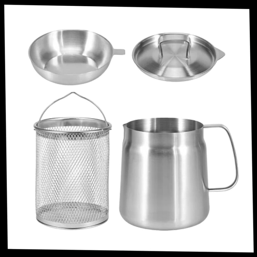 Deep Frying Pot Stainless Steel | Built-In Oil Strainer | Heat-Resistant Handle for Safe, Dishwasher-Safe Frying