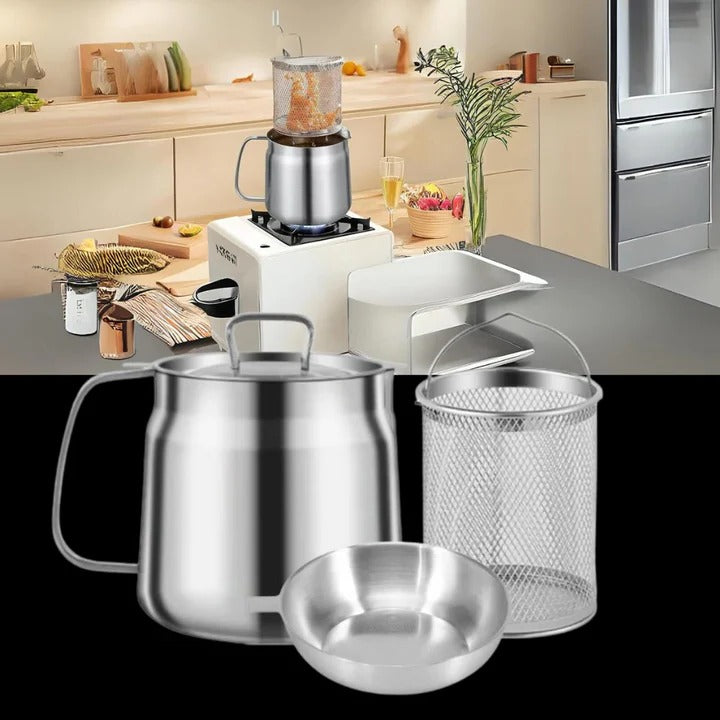 Deep Frying Pot with Strainer Stainless Steel Oil Filter