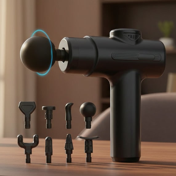 Deep Tissue Massage Gun | 8 Interchangeable Heads | Cordless Rechargeable Percussion Massager for Muscle Recovery