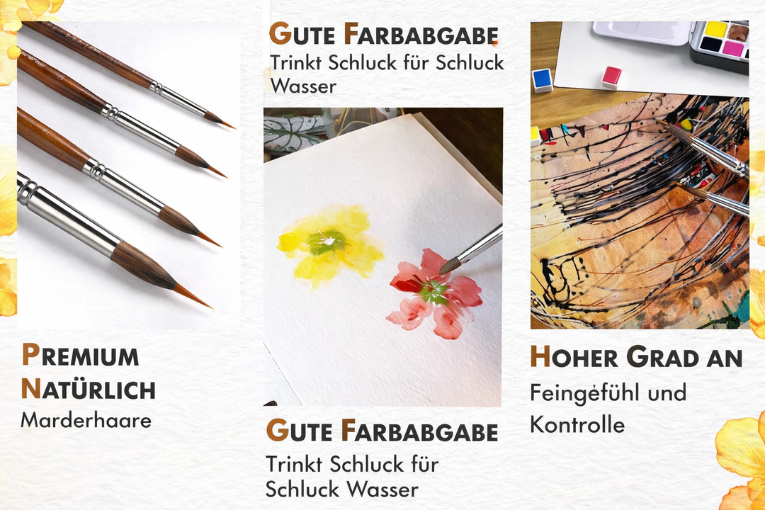Detail Brush Set Wooden Handle Synthetic Bristles with Aluminium Ferrule