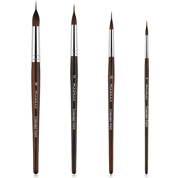 Detail Brush Set Wooden Handle Synthetic Bristles with Aluminium Ferrule