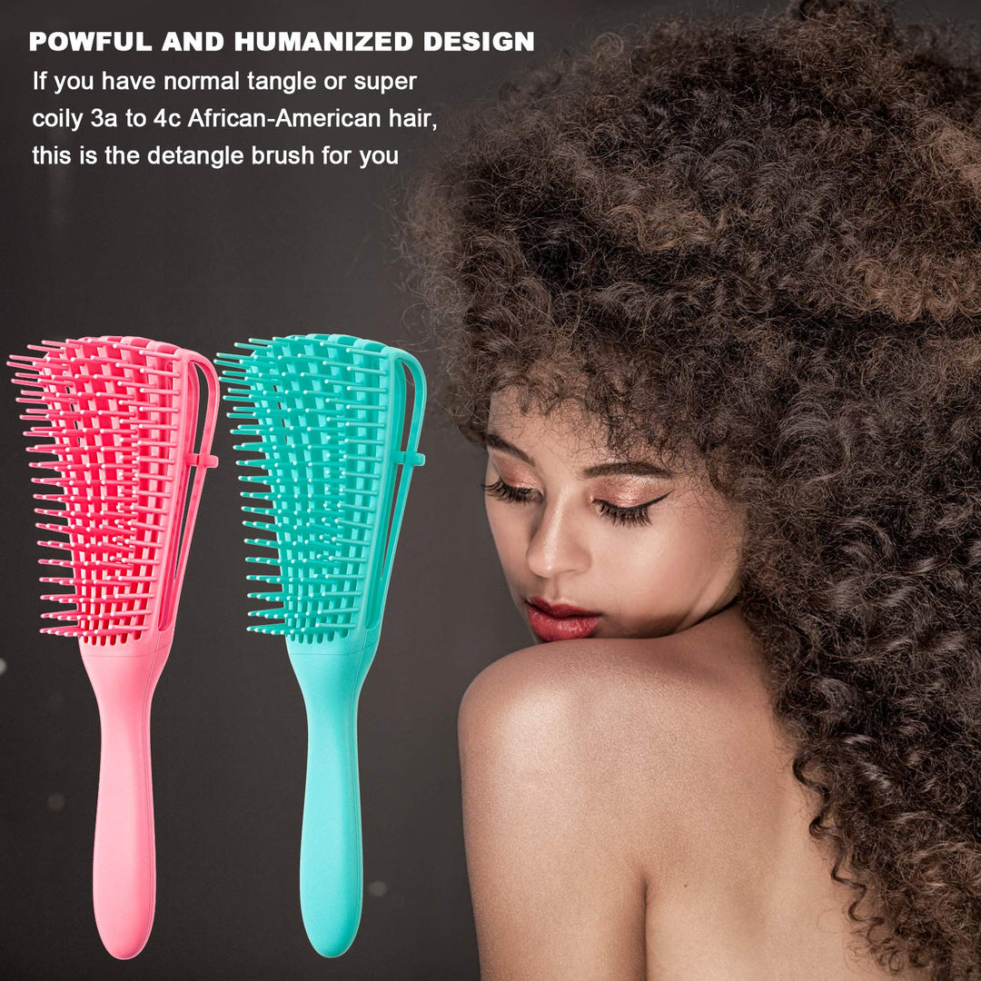 Detangling Hair Brush Set for Curly &amp; Coily Hair 3a to 4c | 2-Piece Set, Adjustable Bristles | Gentle Knot Removal