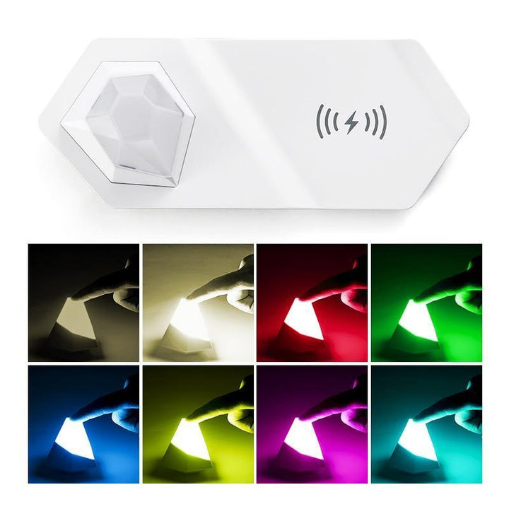 Diamond LED Night Light Wireless Charger | 10W Fast Charging | RGB Colour Changing, Magnetic, USB-C Rechargeable