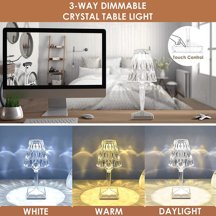 Diamond Pattern Table Lamp | Faceted Shade, Inline Switch