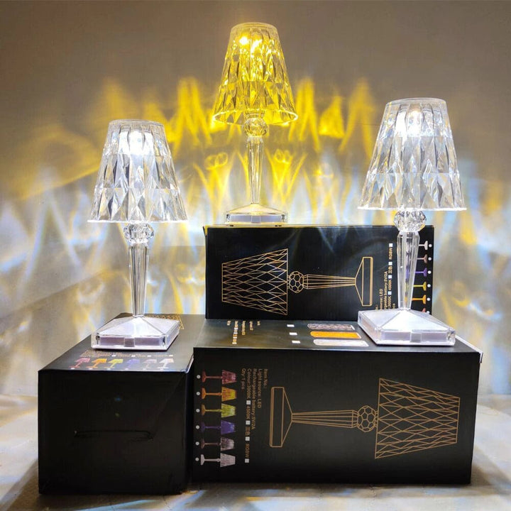 Diamond Pattern Table Lamp | Faceted Shade, Inline Switch
