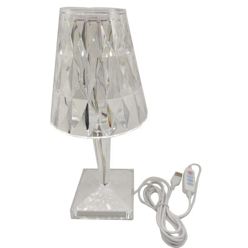 Diamond Pattern Table Lamp | Faceted Shade, Inline Switch