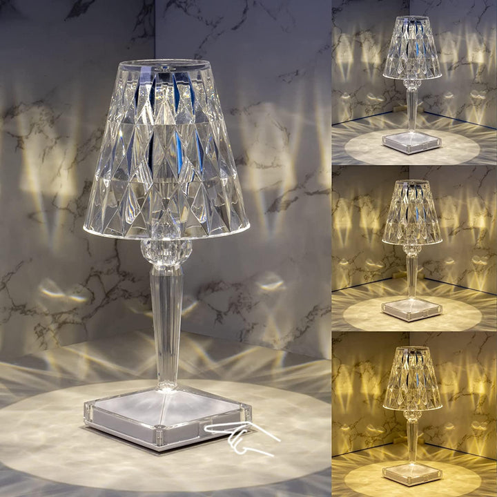 Diamond Pattern Table Lamp | Faceted Shade, Inline Switch