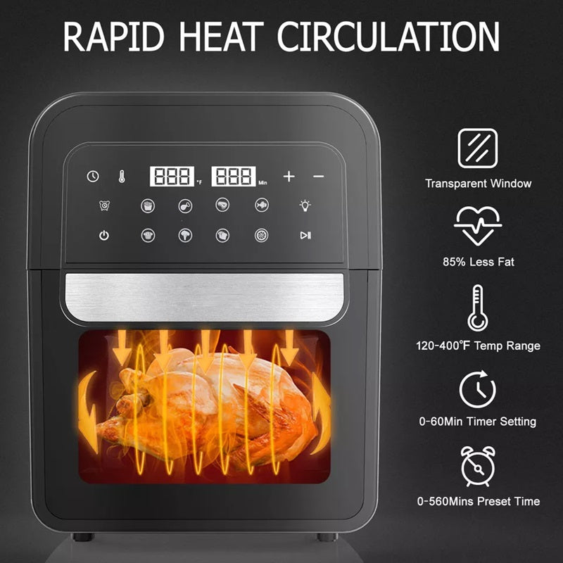 Digital Air Fryer Oven 6.5L | 8 Cooking Presets with Touch Screen | 360° Hot Air Circulation for Oil-Free Crispy Meals